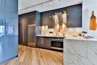 white and black kitchen counter