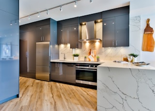 white and black kitchen counter