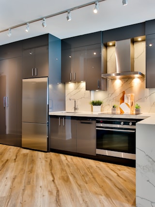 white and black kitchen counter