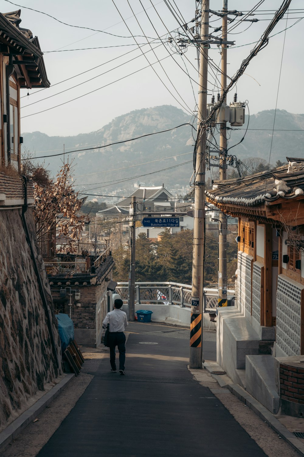 昼間、歩道を歩く人々