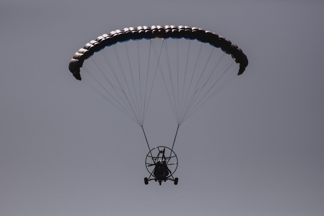 person in black and white parachute