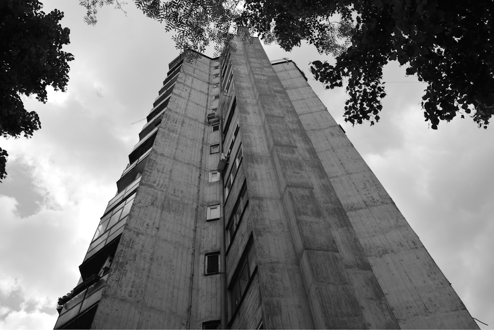 grayscale photo of concrete building