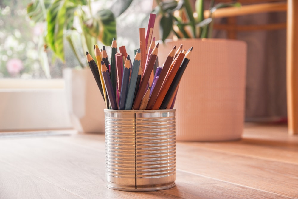 pencils in clear glass jar