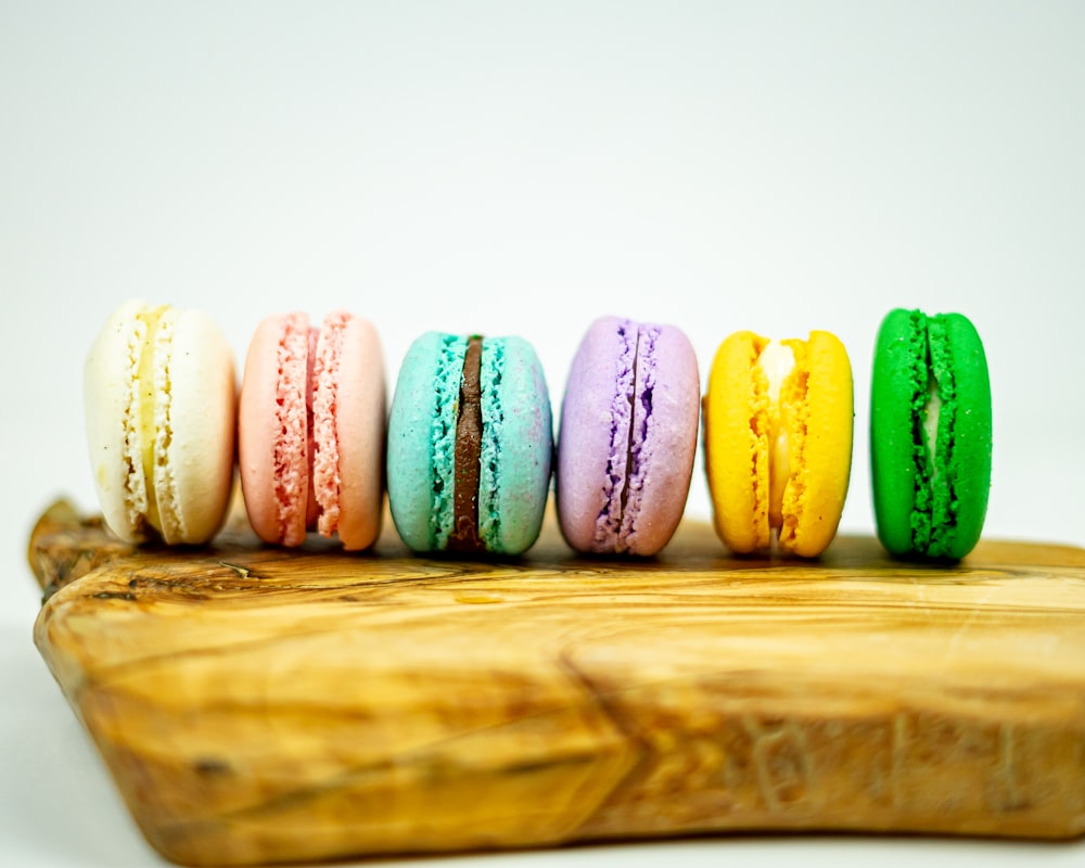 green yellow and pink french macaroons