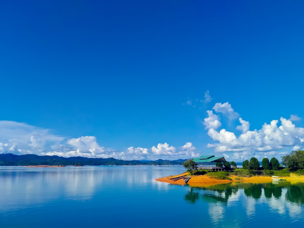 green trees beside body of water under blue sky and white clouds during daytime