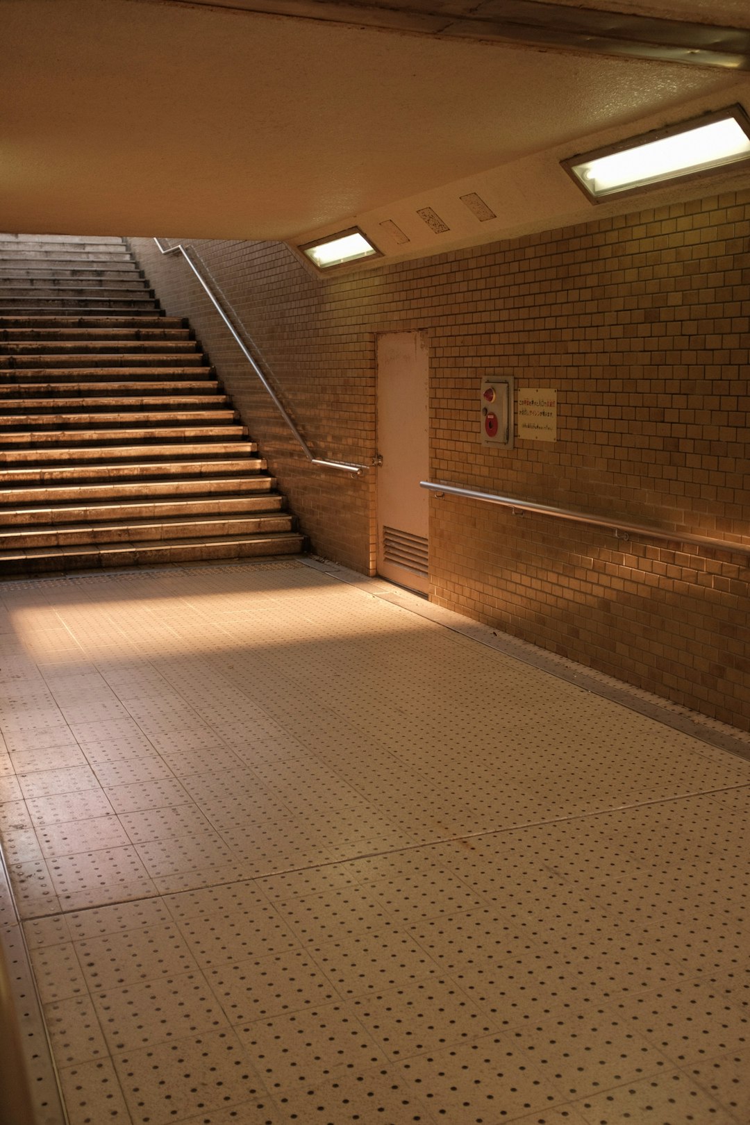 brown concrete staircase with no people