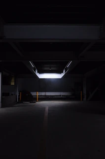 black and white tunnel with white light