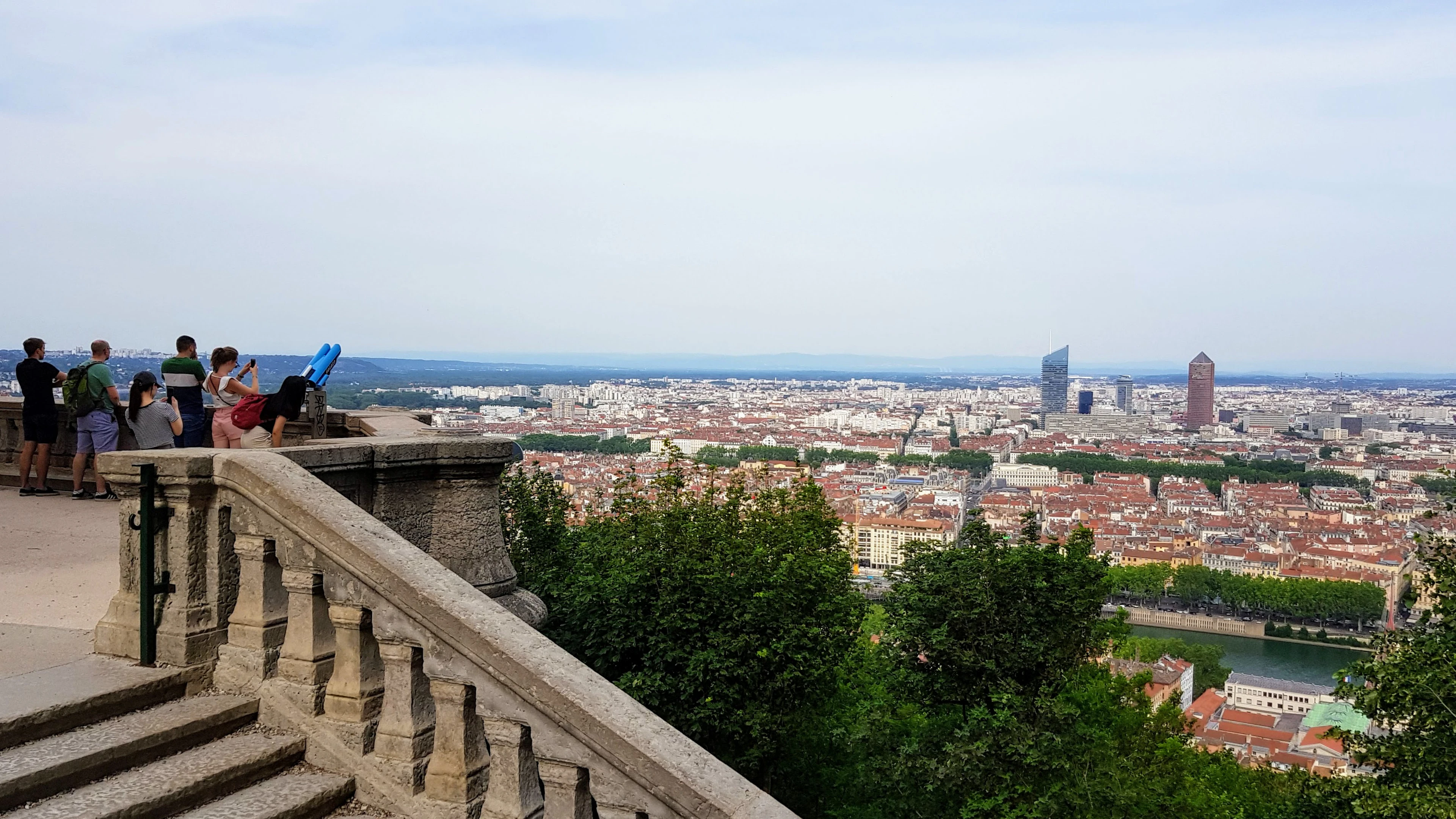 View over Lyon's rooftops and the Part-Dieu skyline from the Fourviere esplanade