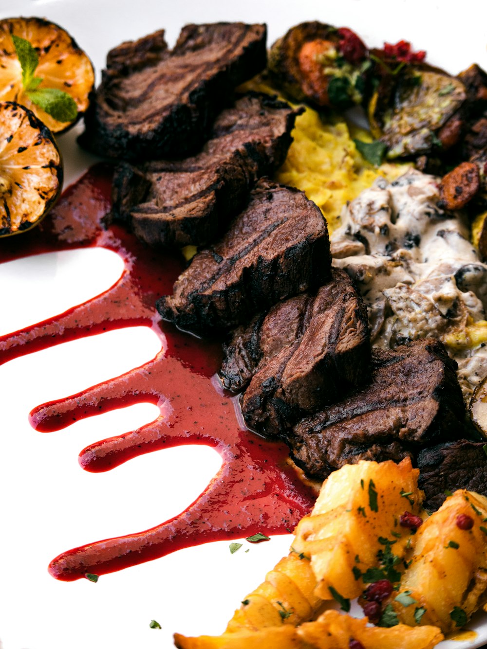 cooked food on white ceramic plate