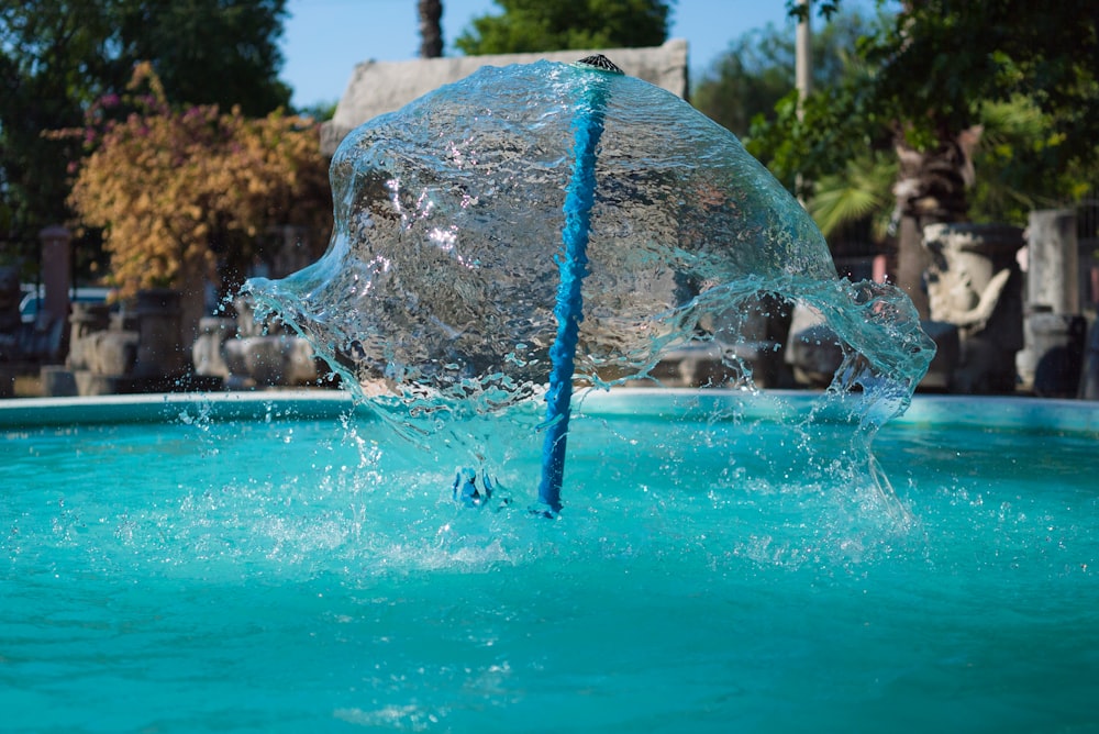 a water ball is in the middle of a pool