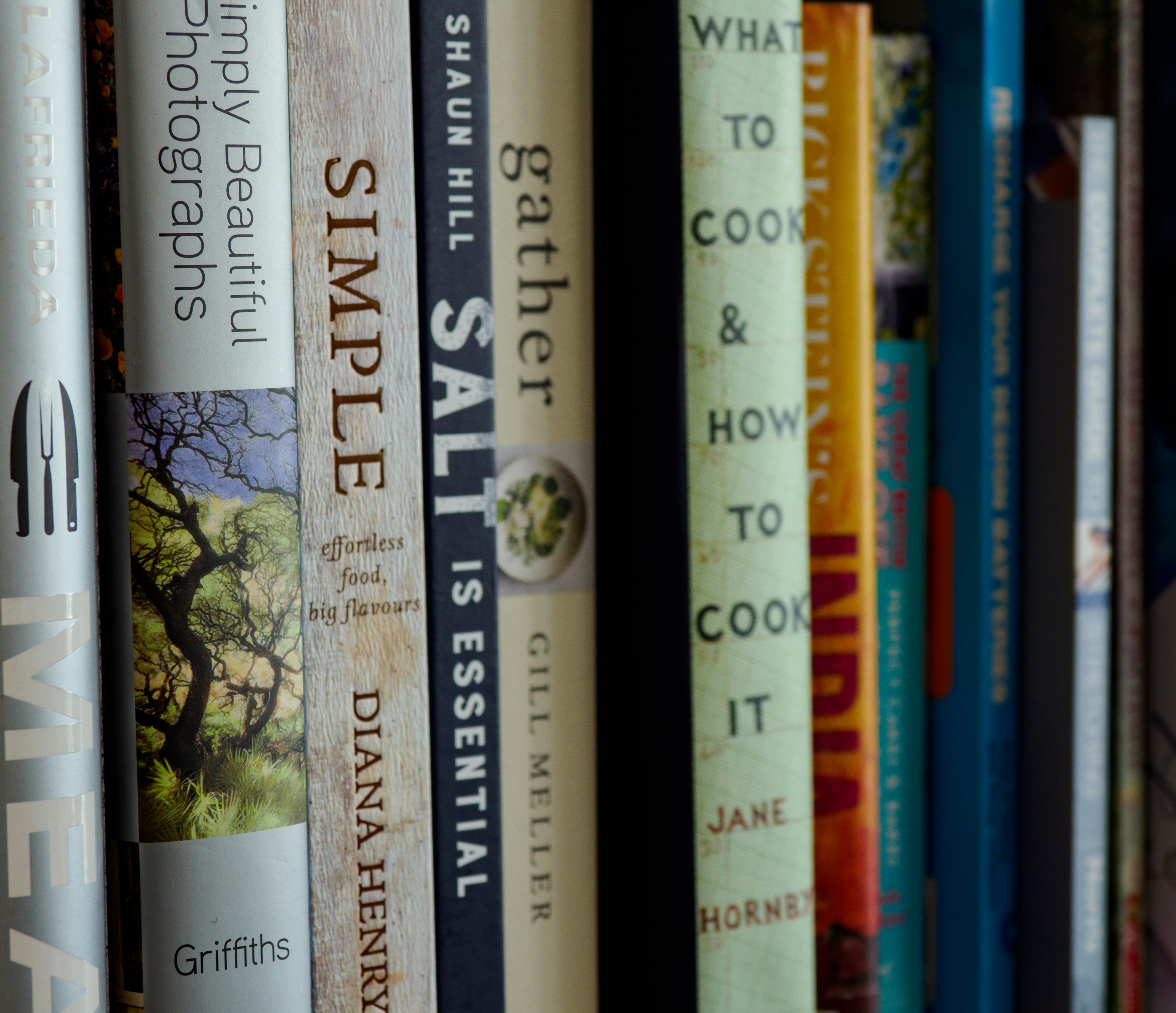 cookbook and fresh ingredients flatlay