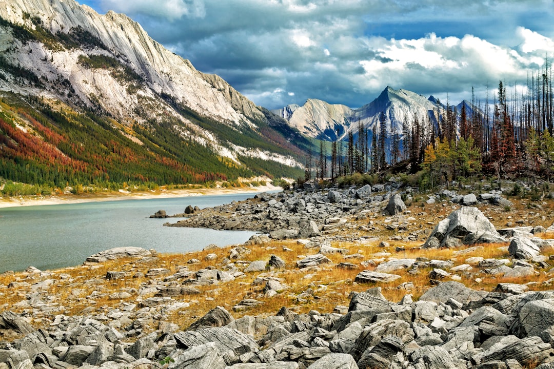 travelers stories about Mountain river in Jasper National Park Of Canada, Canada