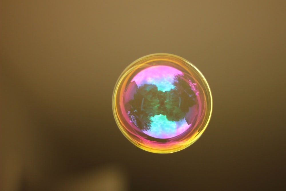 pink yellow and blue bubble