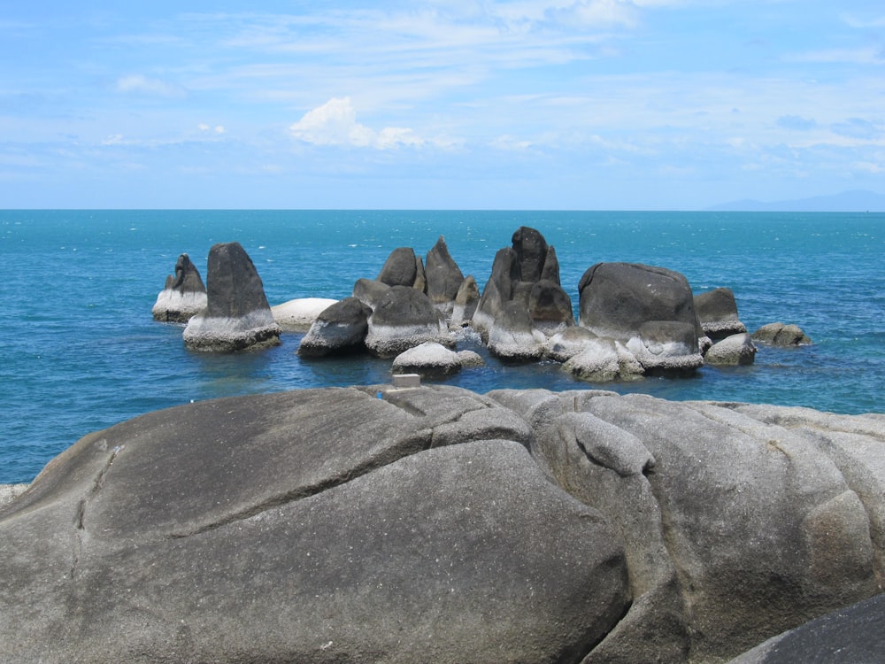 gray rock formation near body of water during daytime