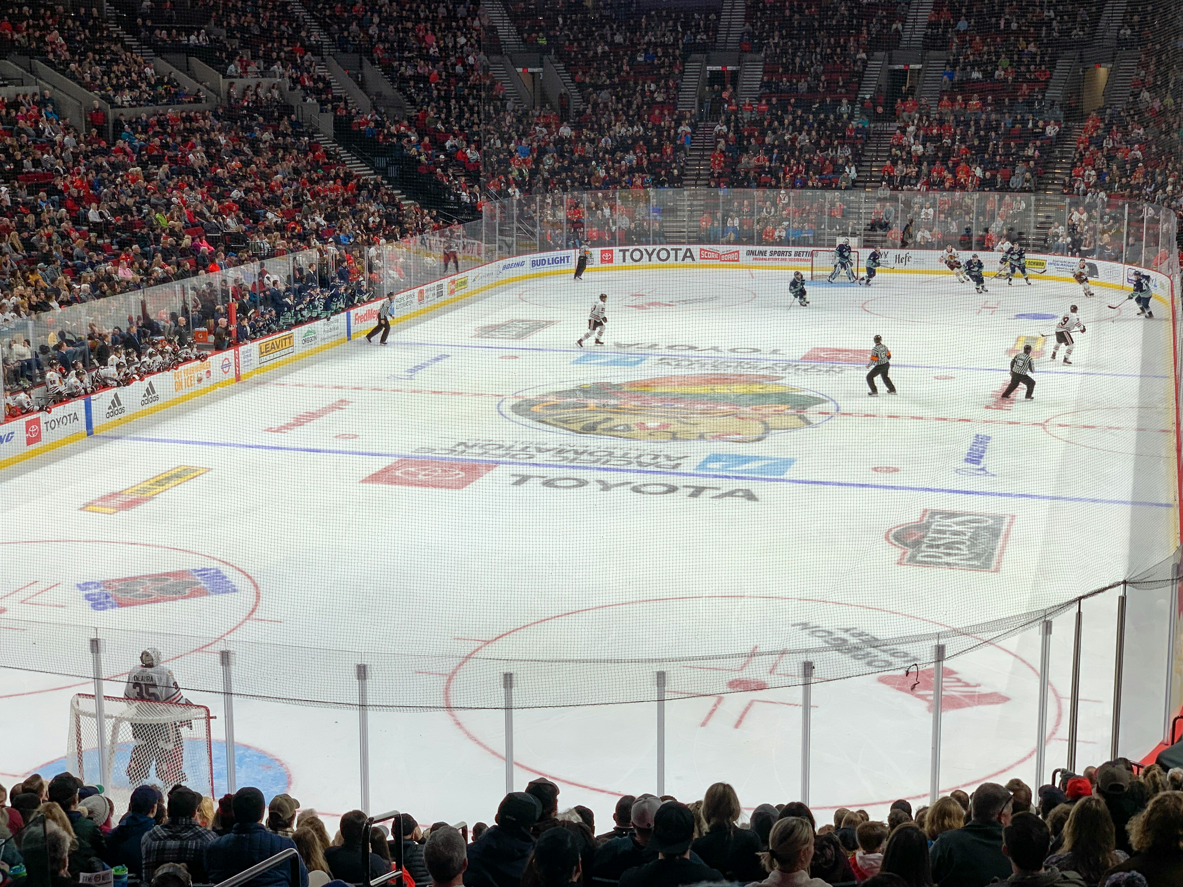 The Portland Winterhawks of the Western Hockey League, play their traditional New Years Eve game at the Moda Center.