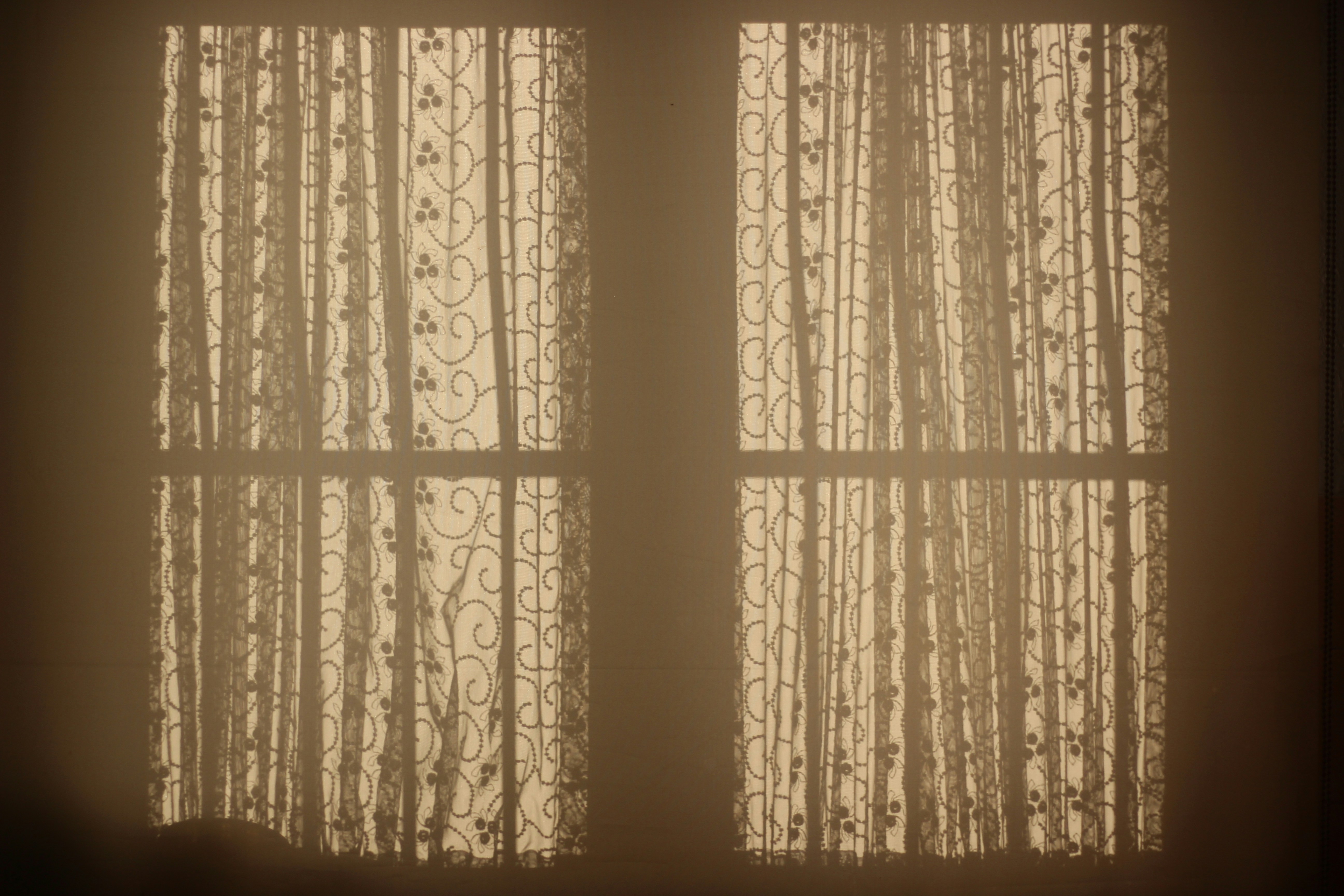Image of neat, sheer curtains on a large apartment window - Apartments with large windows