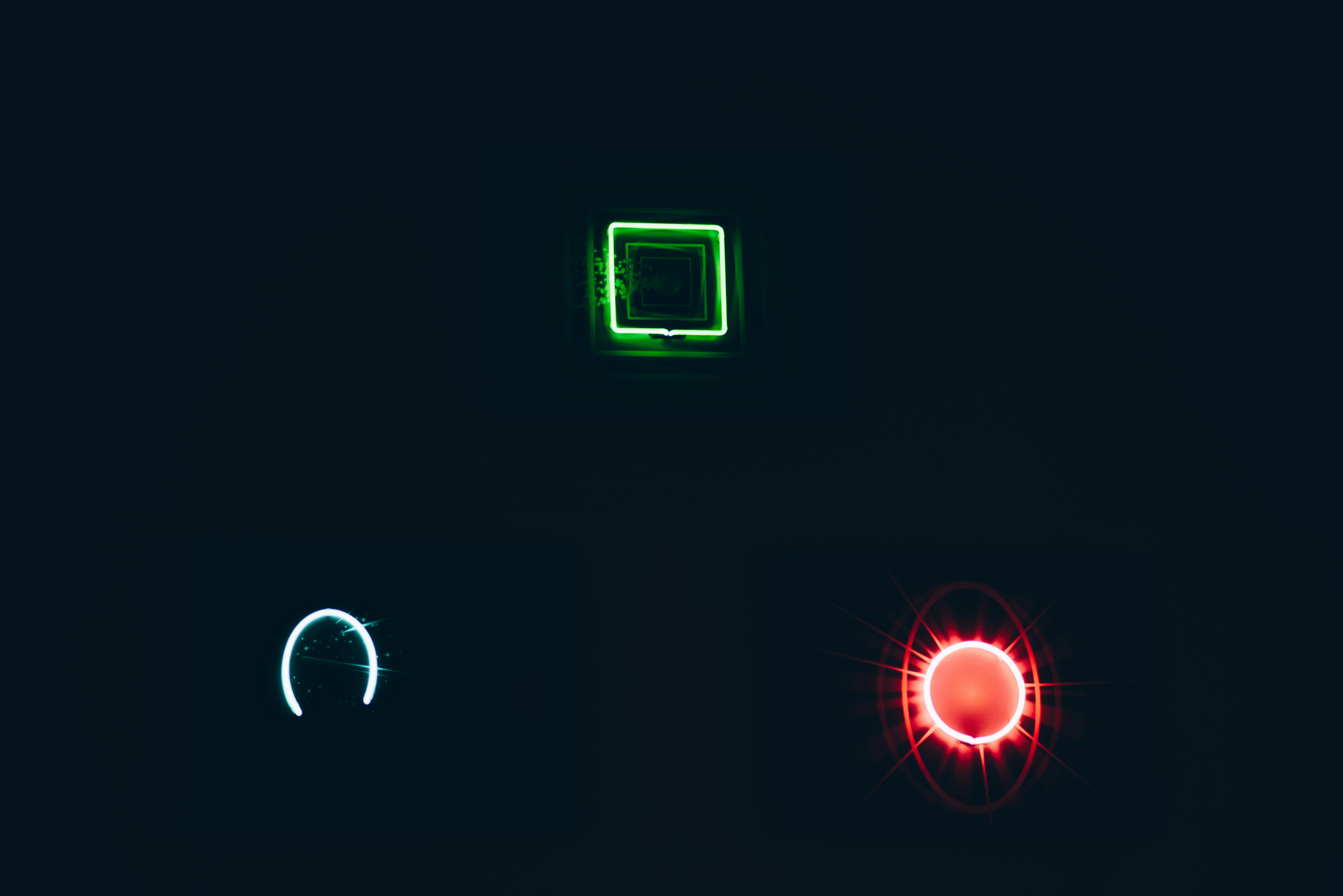 neon lights on a dark black background