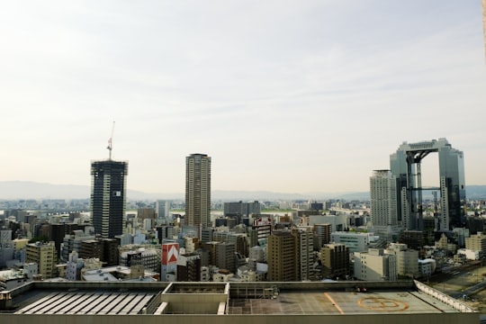 city skyline under white sky during daytime in Osaka Japan
