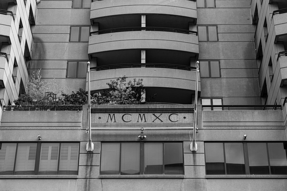 a black and white photo of a tall building