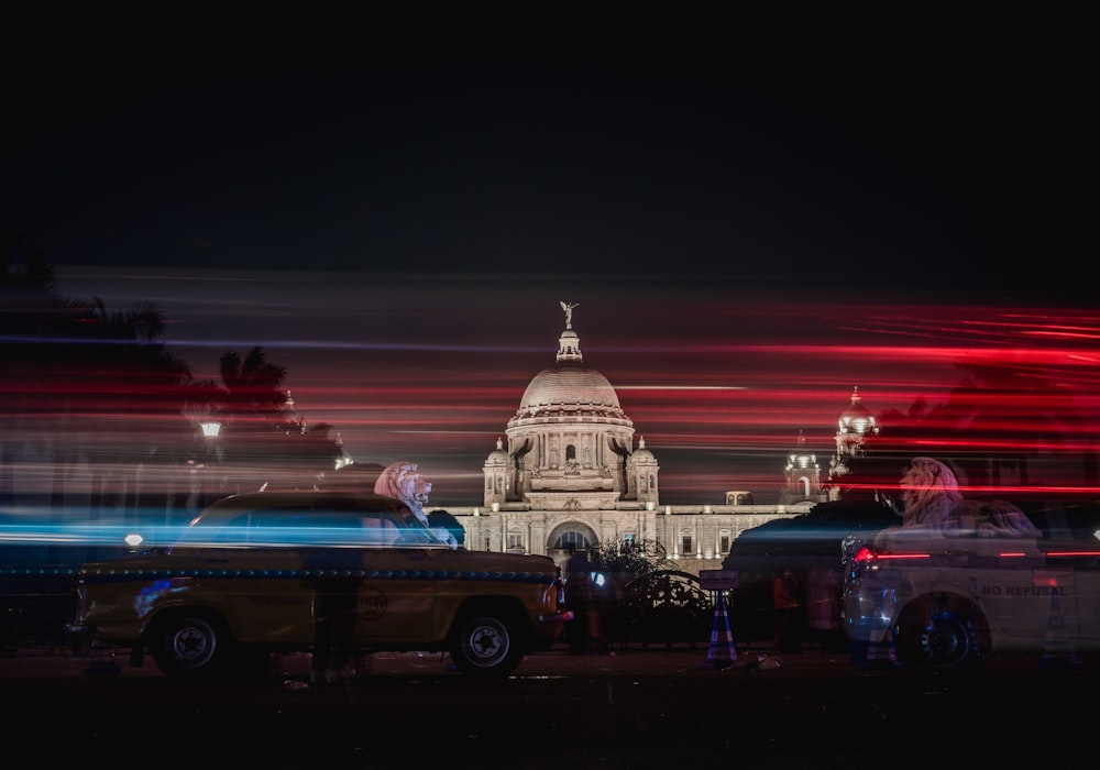 white and brown dome building during night time