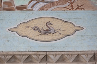 blue and brown bird print ceramic table