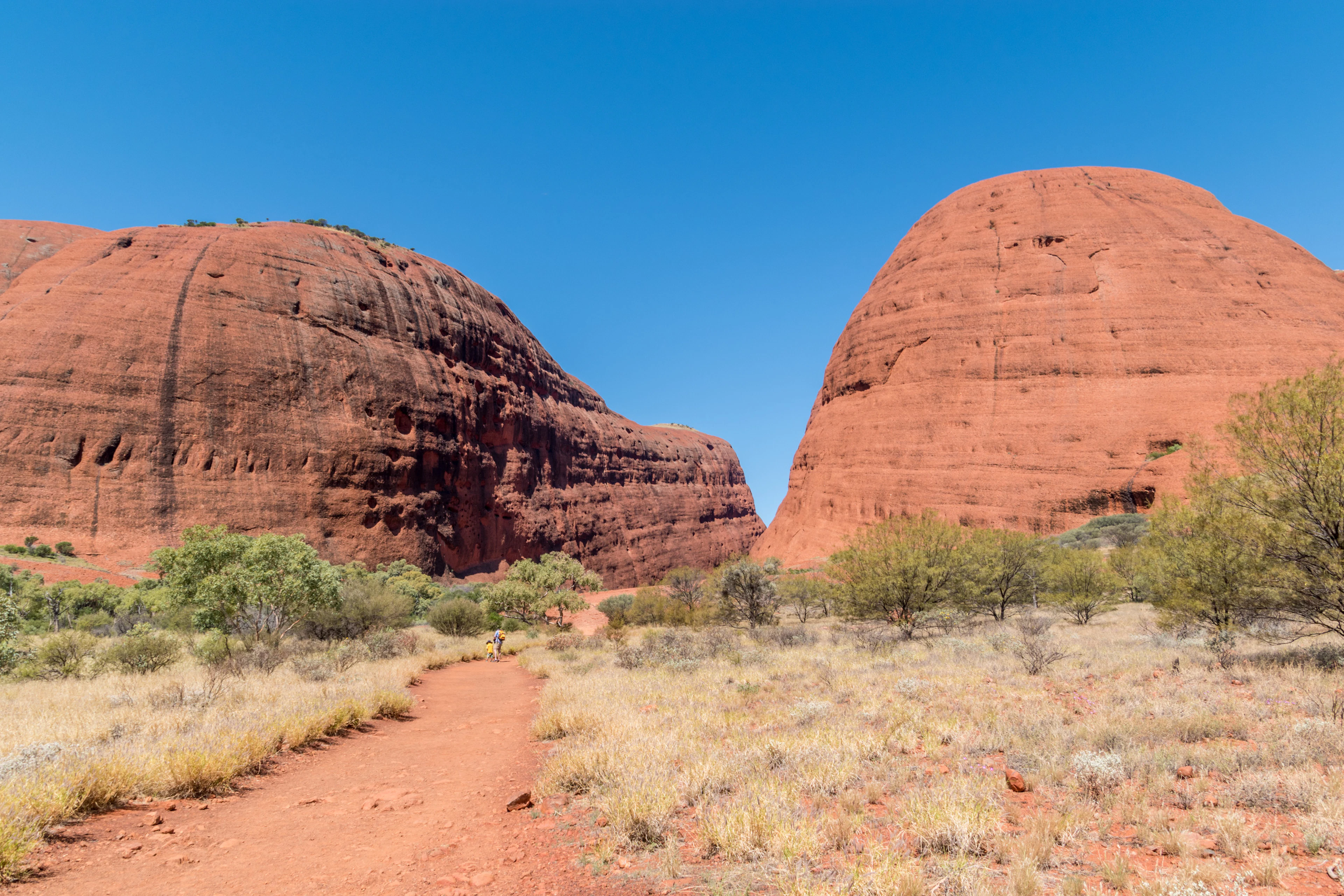 A red path between two domes of Kata Tjuta, Northern Territory