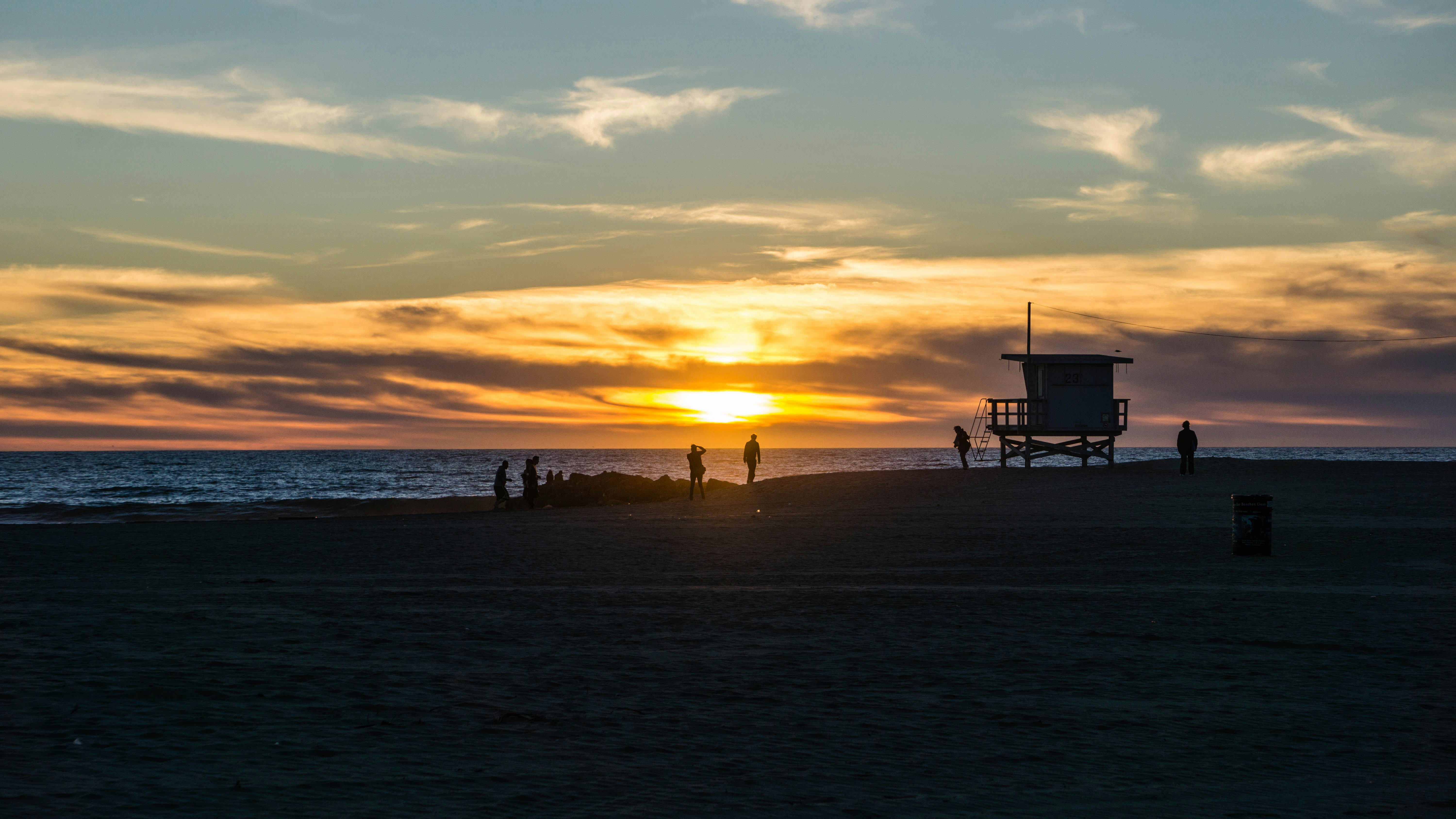 Sunset view of joggers.