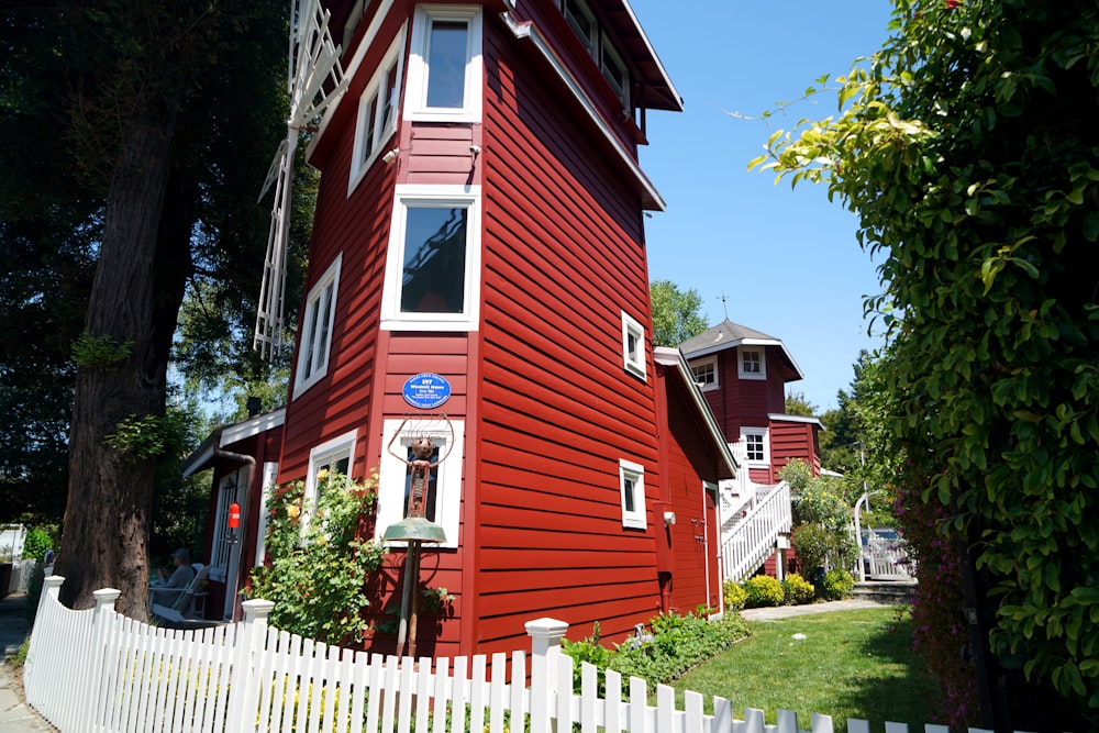 red and white wooden house