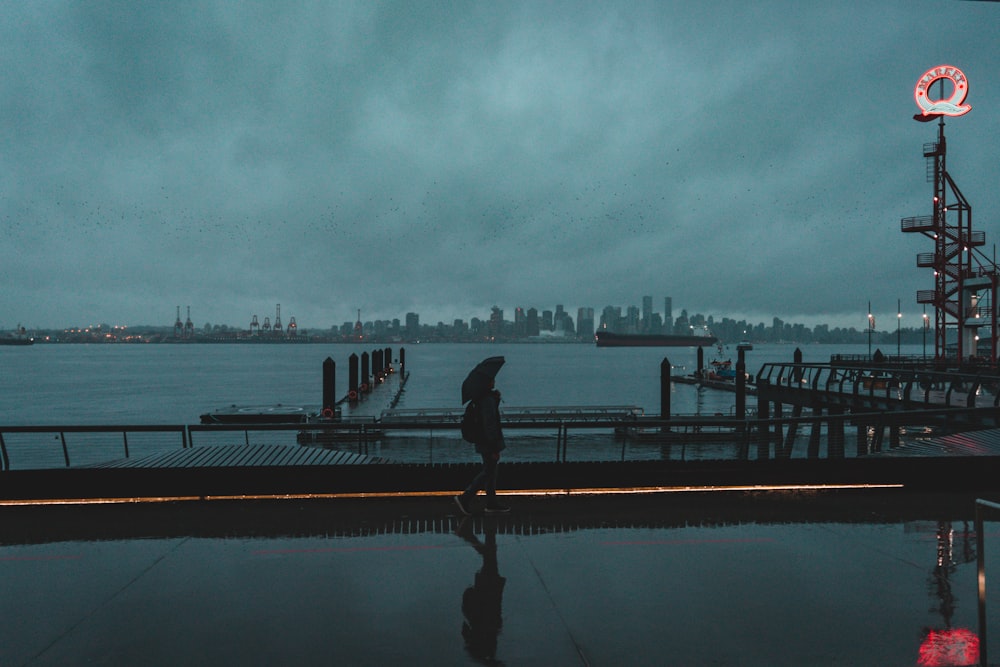 person standing on dock during daytime