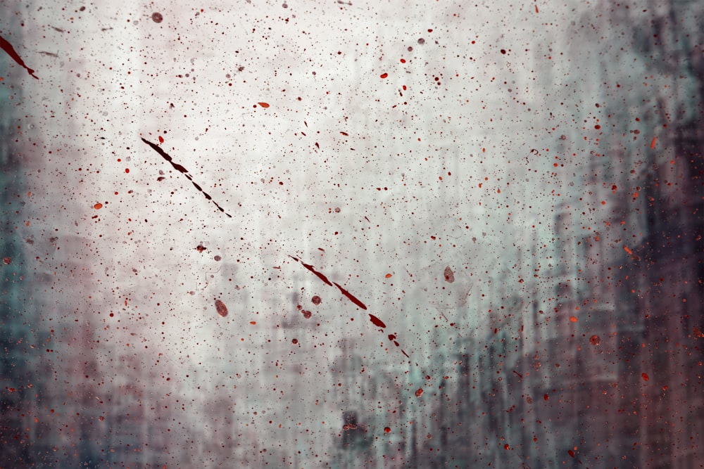 white and red abstract painting