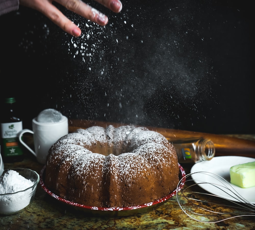 brown cake on brown wooden tray