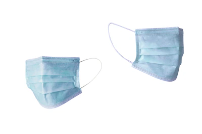 Disposable surgical masks and caps ready for clinical use