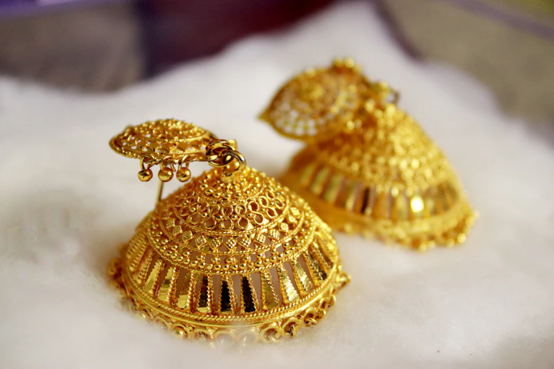 Rajwadi Jhumka Earrings — 1 gram gold plated earrings by GoldVibe Jewellery