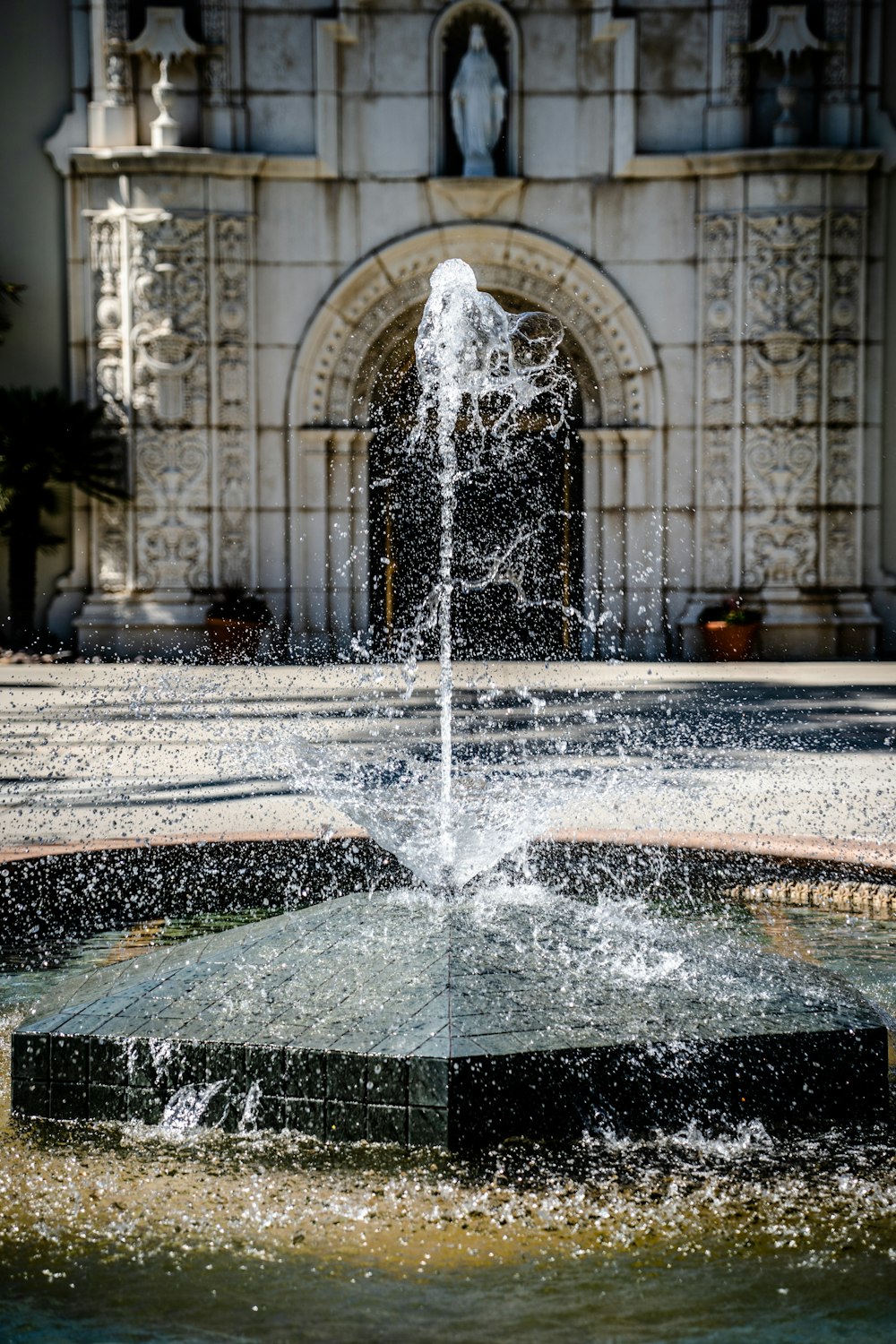 water fountain in front of building