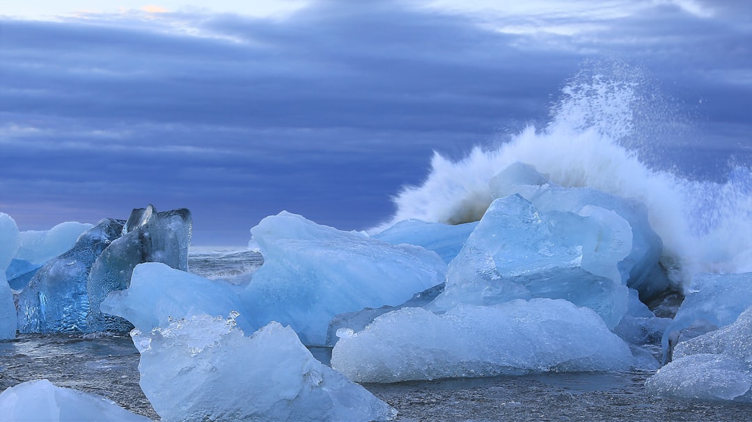 ice blocks on gray sand