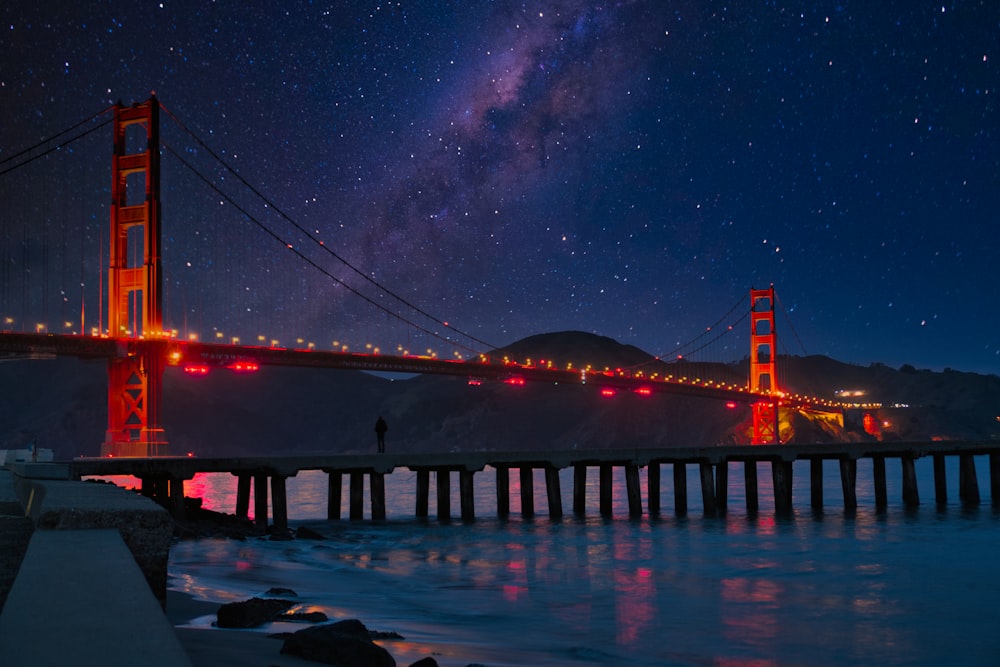 golden gate bridge during night time