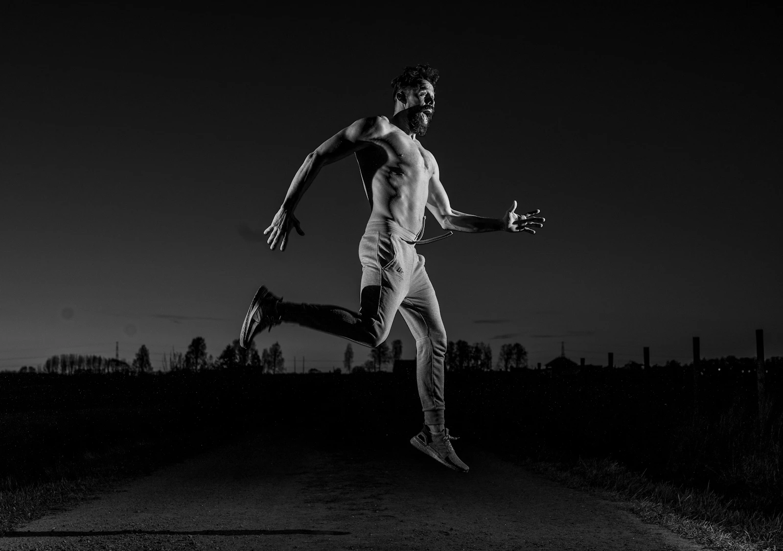 Athlete mid-air during performance training