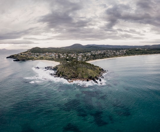 green and brown island under gray clouds in Scotts Head NSW Australia