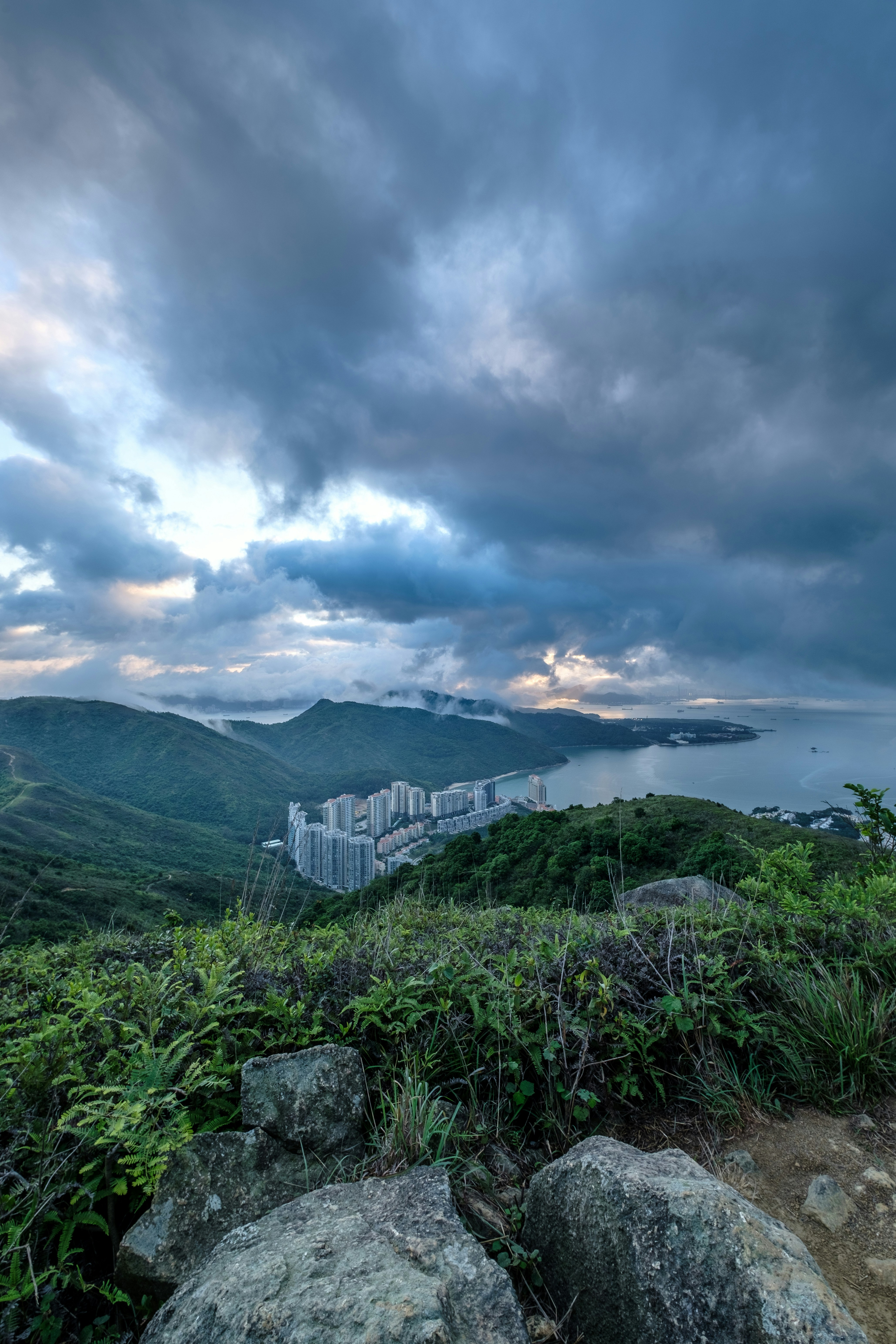 green grass field near body of water under cloudy sky during daytime