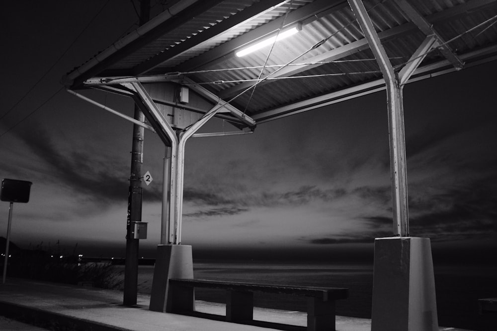 grayscale photo of a beach