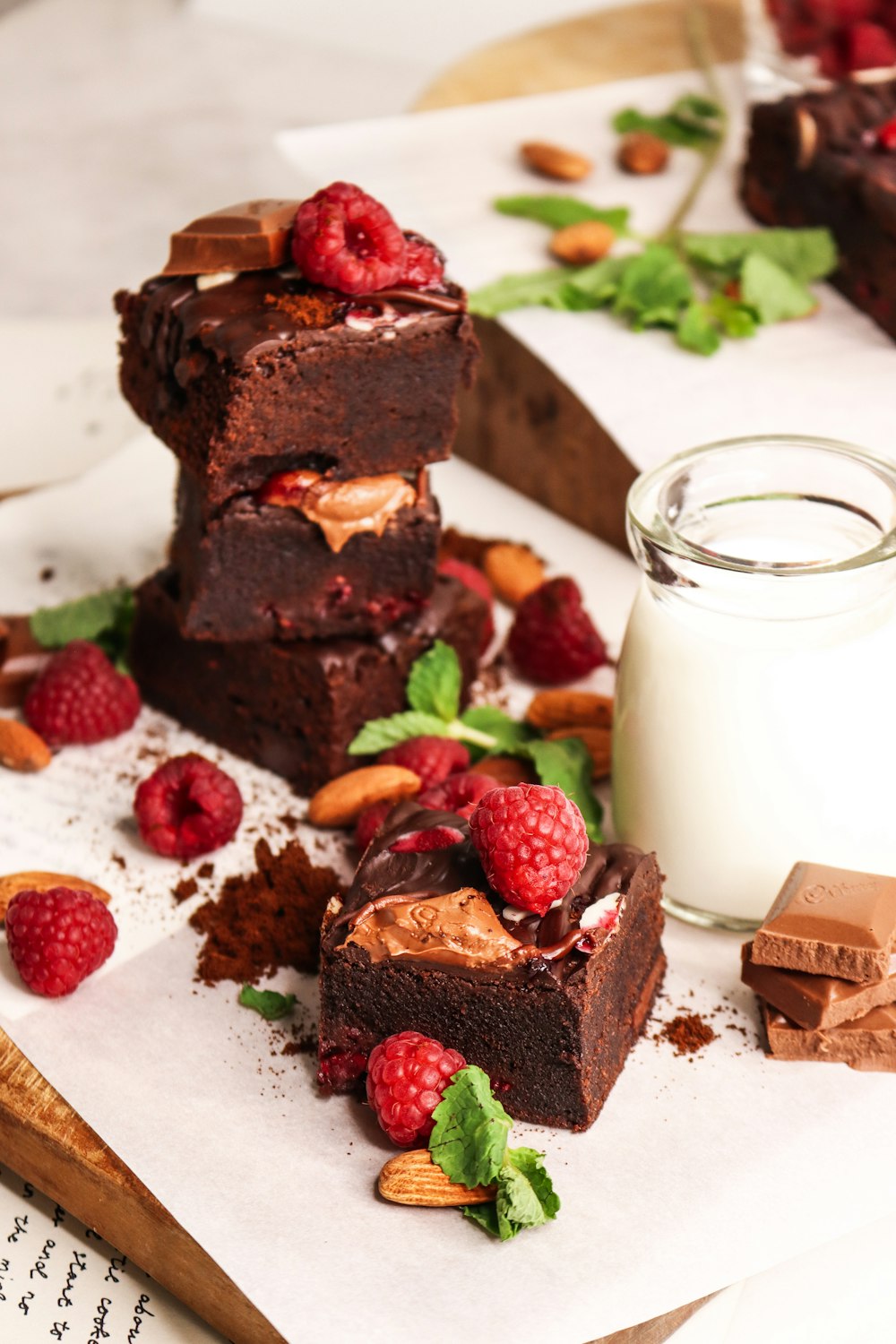 chocolate cake with strawberry on top