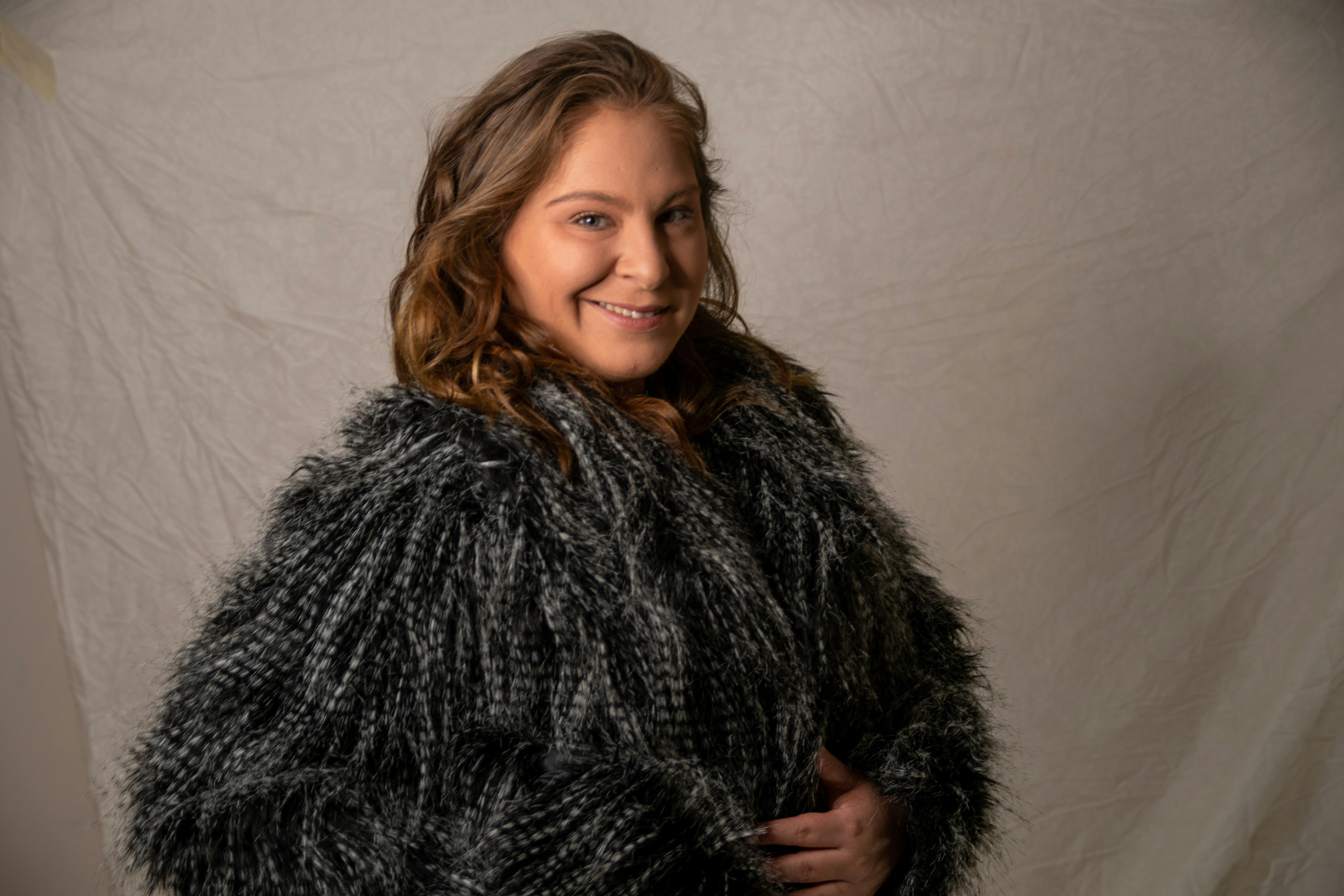 Beautiful plus-size woman in a Body-Positive photoshoot.