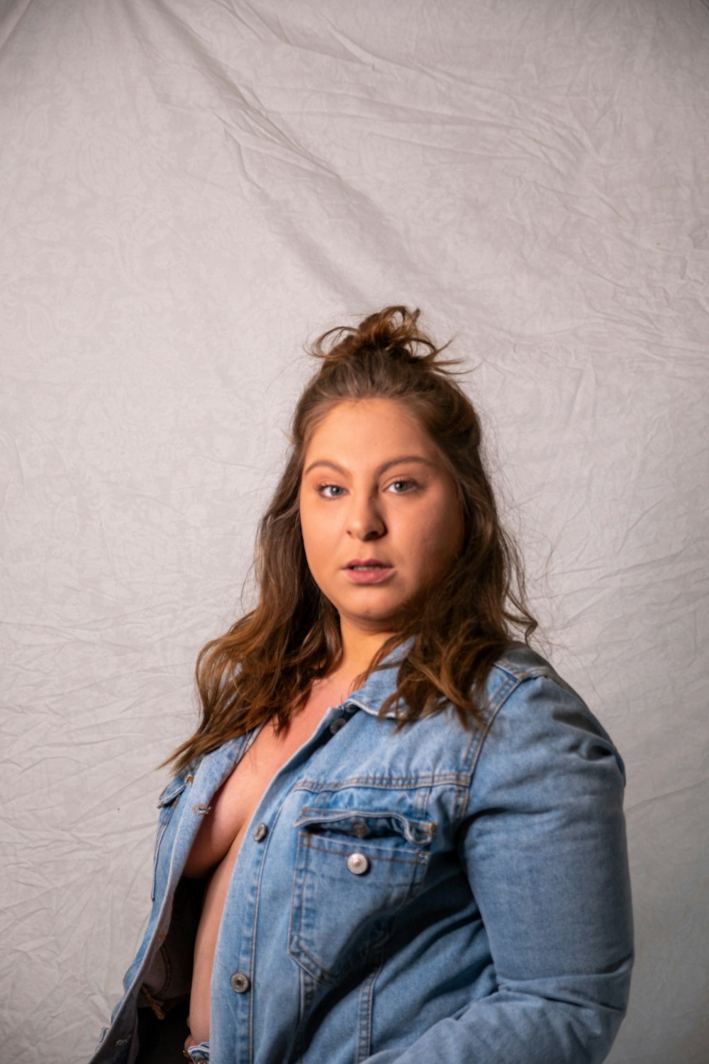 girl in blue denim jacket