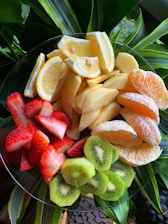 sliced strawberries and sliced apples