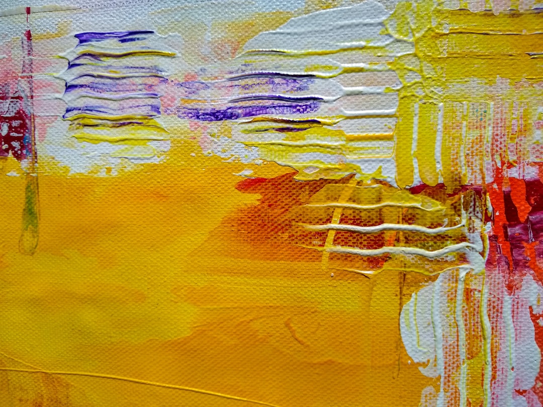 yellow white and blue abstract painting