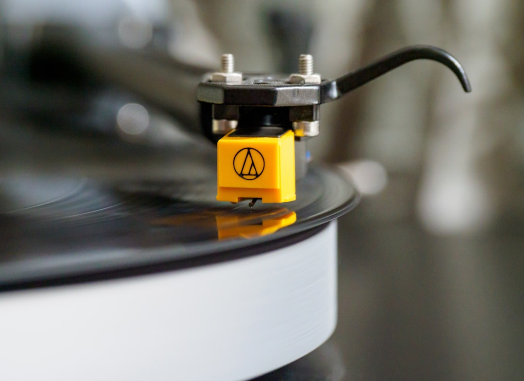 black and silver vinyl record player