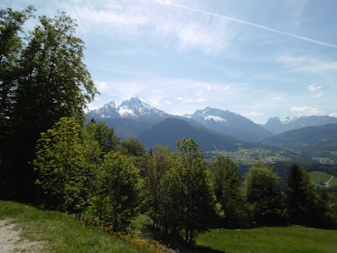A scenic view of a tranquil mountain landscape.