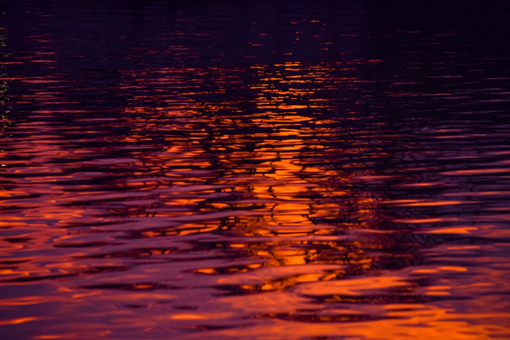 body of water during sunset