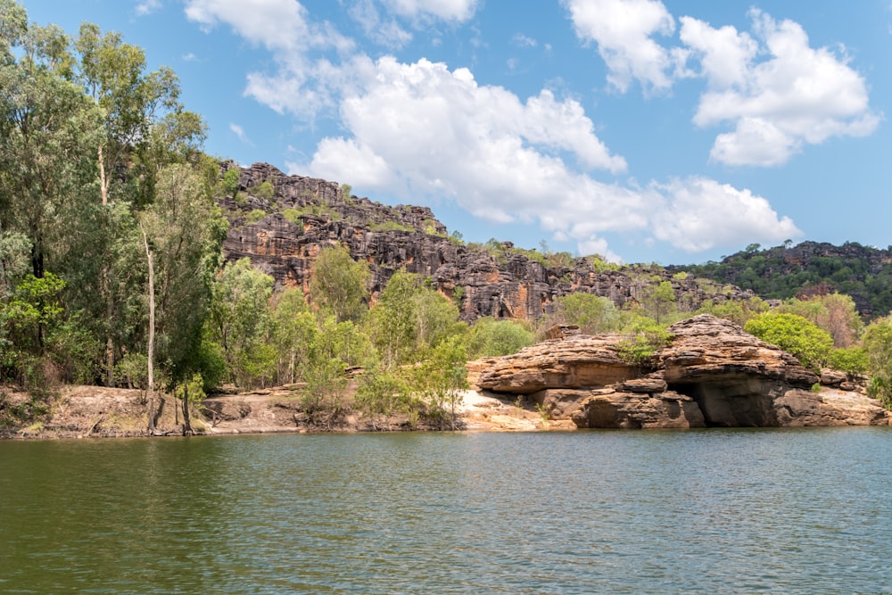 brown rock formation near body of water during daytime