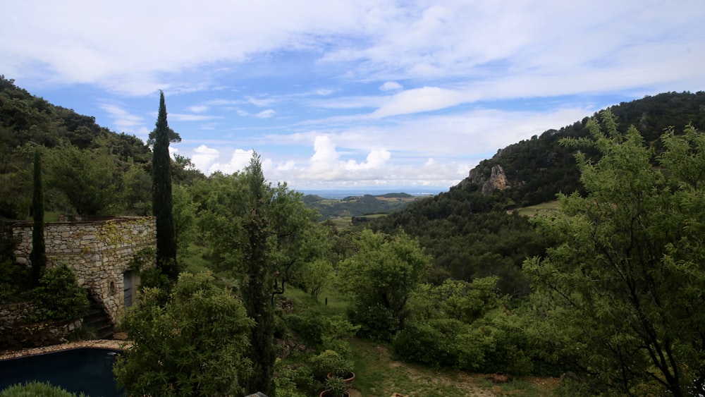 green trees on mountain under white clouds and blue sky during daytime